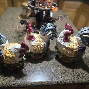 Colorful Rooster Figurines Set